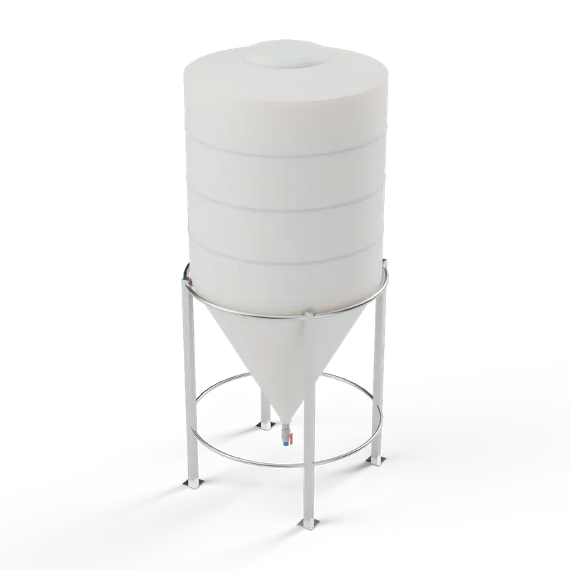 Conical Tank 1000 L on Frame, Path Plastics LLDPE, Krasis Valved Outlet