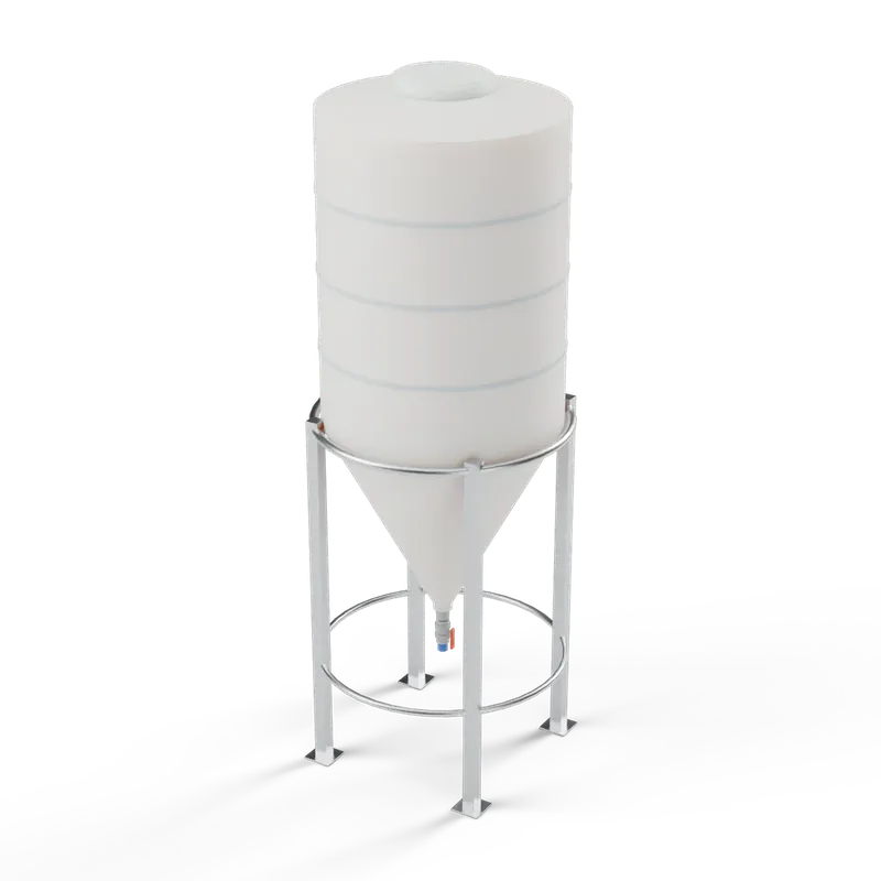 Conical Tank 500 L on Frame, Path Plastics LLDPE, Krasis Valved Outlet
